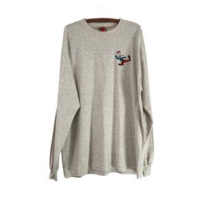 VTG Mickey Unlimited Oatmeal Embroidered Holiday Goofy Long Sleeve Shirt XL USA